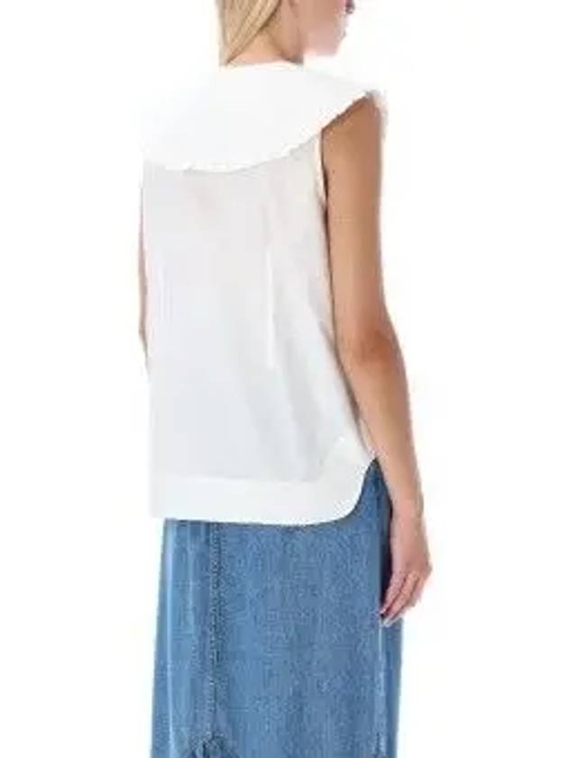 Ruffle Collar Button Sleeveless Shirt White - GANNI - BALAAN 4