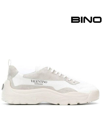 Gum Boy Leather Suede Low Top Sneakers White - VALENTINO - BALAAN 2