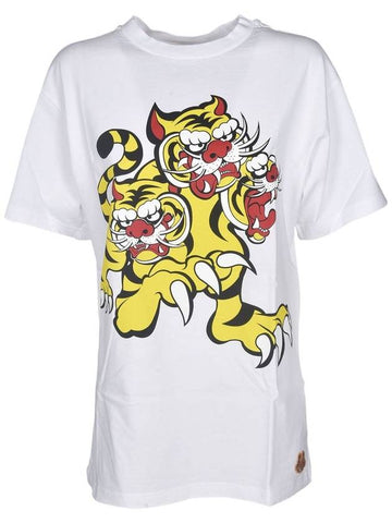 Three Tiger Short Sleeve T-Shirt White - KENZO - BALAAN 1