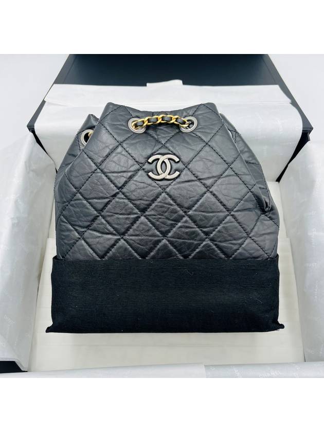 Aged Calfskin Small Gabrielle Backpack Black - CHANEL - BALAAN 8