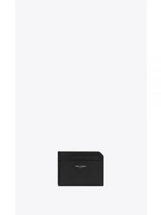 Paris Open Smooth Leather Card Wallet Black - SAINT LAURENT - BALAAN 2