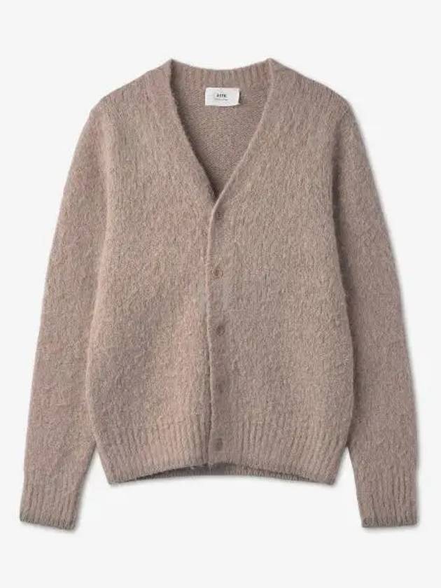 Brushed Wool Alpaca Cardigan Beige - AMI - BALAAN 2