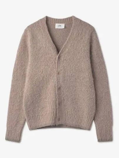 Brushed Wool Alpaca Cardigan Beige - AMI - BALAAN 2