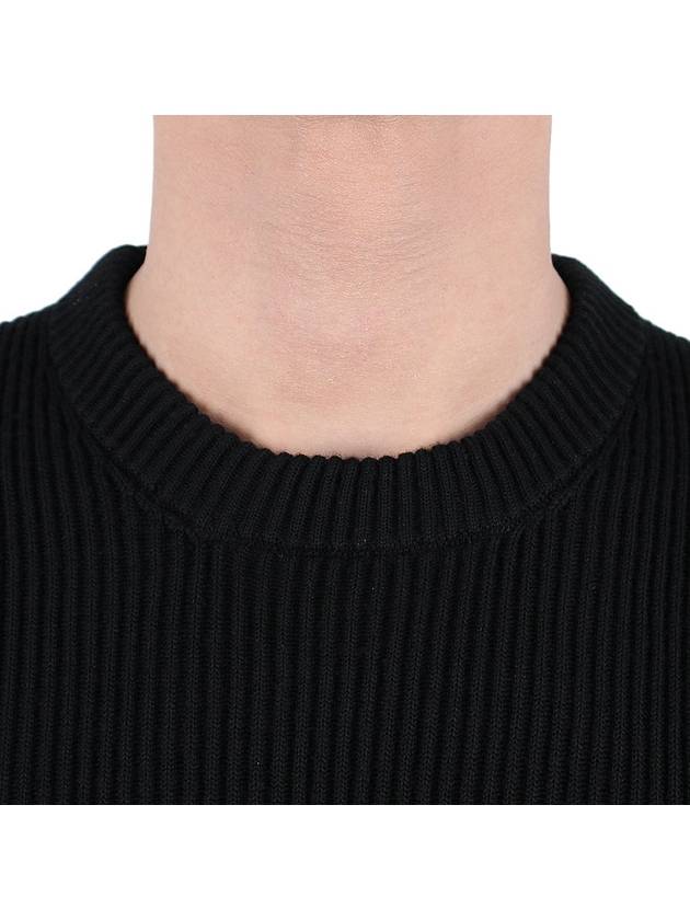 Crewneck Full Rib Wool Knit Top Black - STONE ISLAND - BALAAN 7