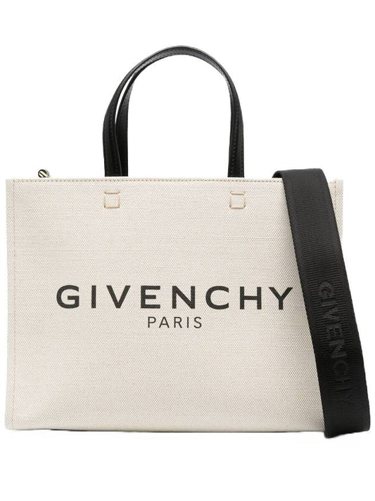 Small Canvas Tote Bag Beige Black - GIVENCHY - BALAAN 1