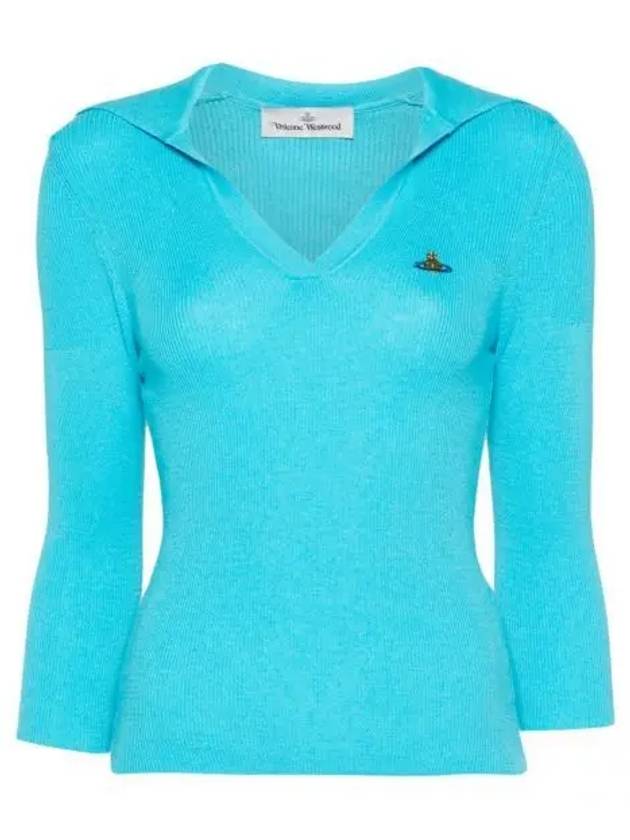 ORB Polo Cashmere Knit Top Blue - VIVIENNE WESTWOOD - BALAAN 2