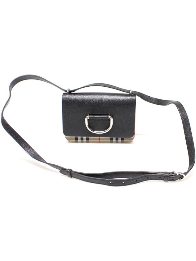 Burberry 8010959 Black Goatskin Vintage Check Silver D Ring Mini Cross Bag - BURBERRY - BALAAN 1