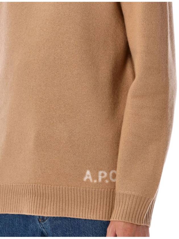 Logo Knitted Wool Turtleneck Camel - A.P.C. - BALAAN 4