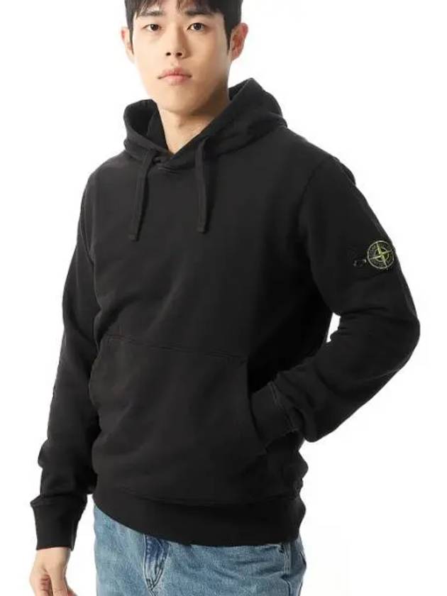 Cotton Fleece Garment Dyed Hoodie Black - STONE ISLAND - BALAAN 2