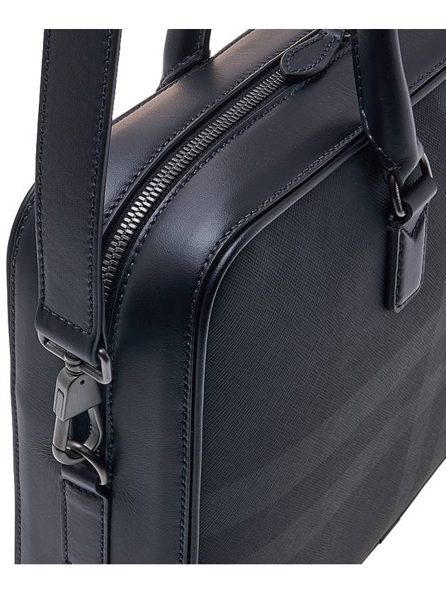 Check Print Leather Brief Case Charcoal - BURBERRY - BALAAN 9