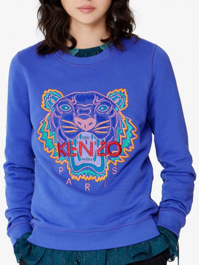 Tiger Embroidery Crew Neck Sweatshirt Blue - KENZO - BALAAN 2