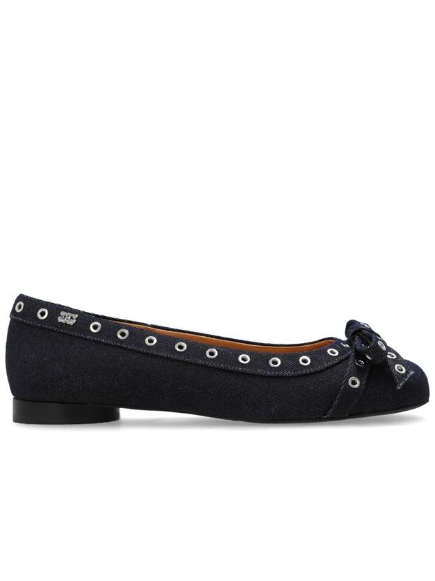 Ganni Ballet Flats With Bow, Women's, Navy Blue - GANNI - BALAAN 1