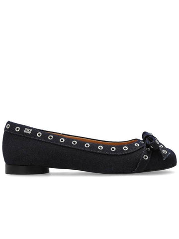 Ganni Ballet Flats With Bow, Women's, Navy Blue - GANNI - BALAAN 1