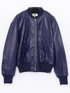 Number Embroidered Faux Leather Bomber Jacket Blue - MAISON MARGIELA - BALAAN 4