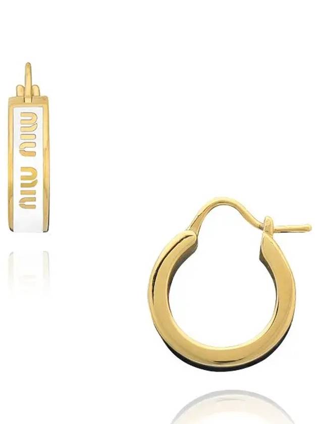 Logo Enameled Metal Earrings White - MIU MIU - BALAAN 5