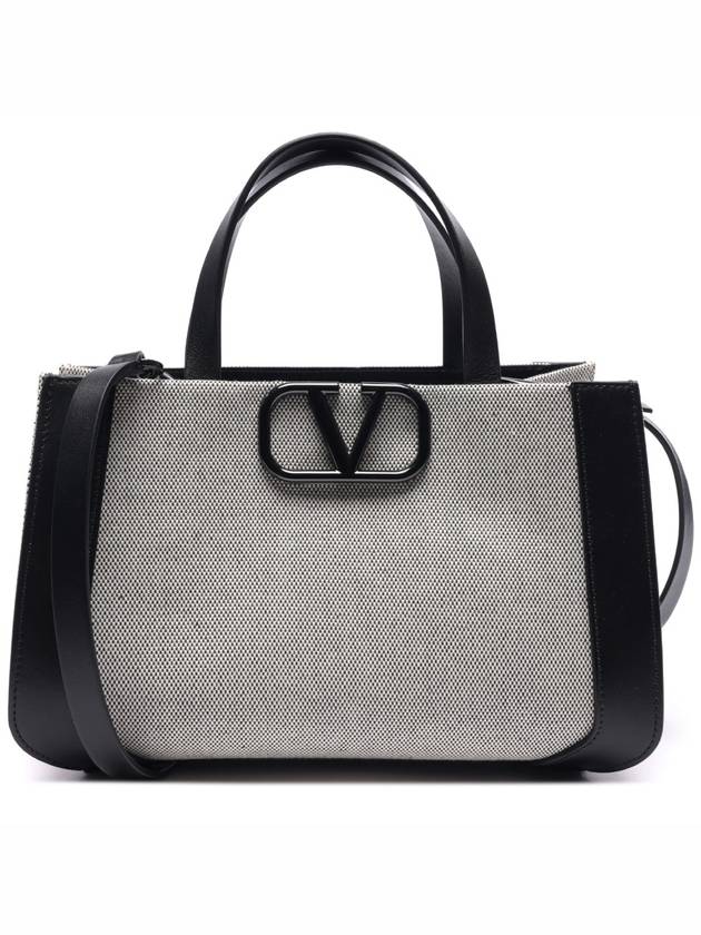 V Logo Signature Tote Bag Black - VALENTINO - BALAAN 3