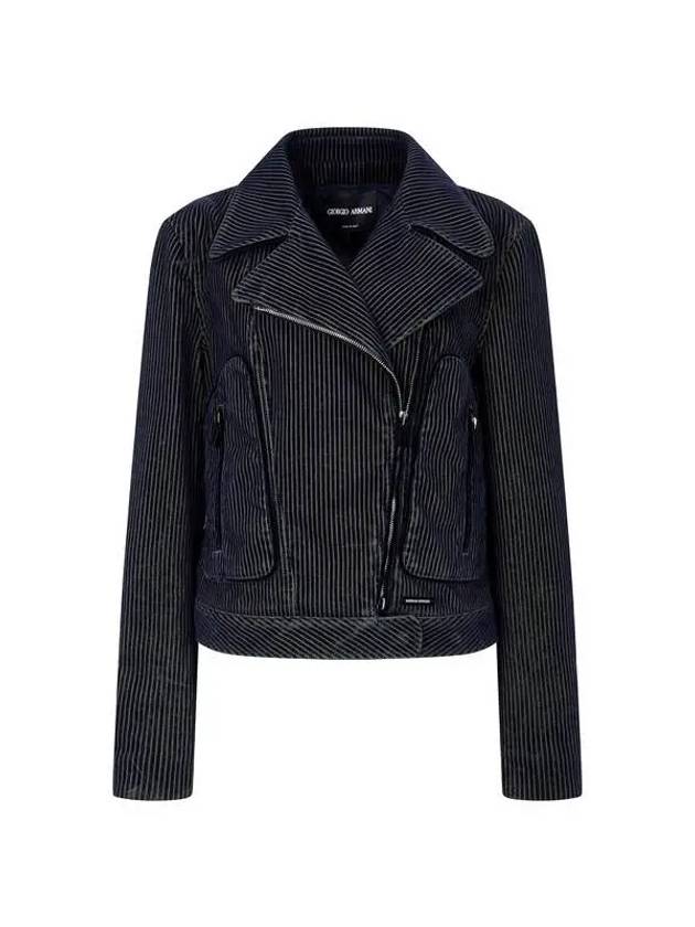 Women s Velor Striped Rider Jacket Dark Navy - GIORGIO ARMANI - BALAAN 1