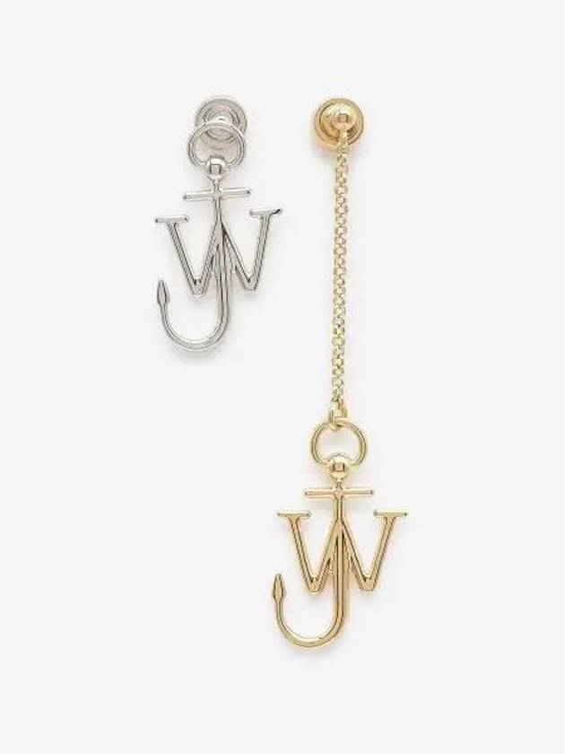 Logo Drop Unbalance Earrings Silver Gold - JW ANDERSON - BALAAN 2