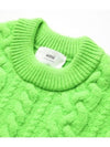 Cable Wool Knit Top Green - AMI - BALAAN 4