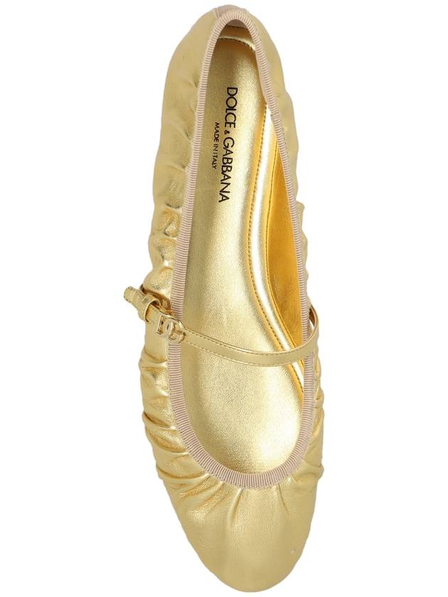 Dolce & Gabbana Leather Ballerinas, Women's, Gold - DOLCE&GABBANA - BALAAN 6