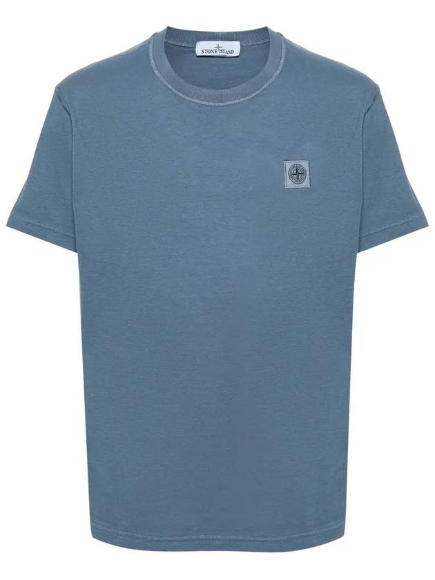 Organic Cotton Short Sleeve T-Shirt Avio Blue - STONE ISLAND - BALAAN 2