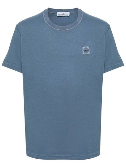 Organic Cotton Short Sleeve T-Shirt Avio Blue - STONE ISLAND - BALAAN 2