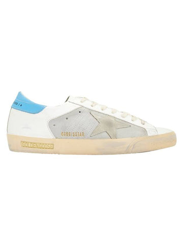 Super Star Leather Suede Low Top Sneakers White Grey Blue - GOLDEN GOOSE - BALAAN 1