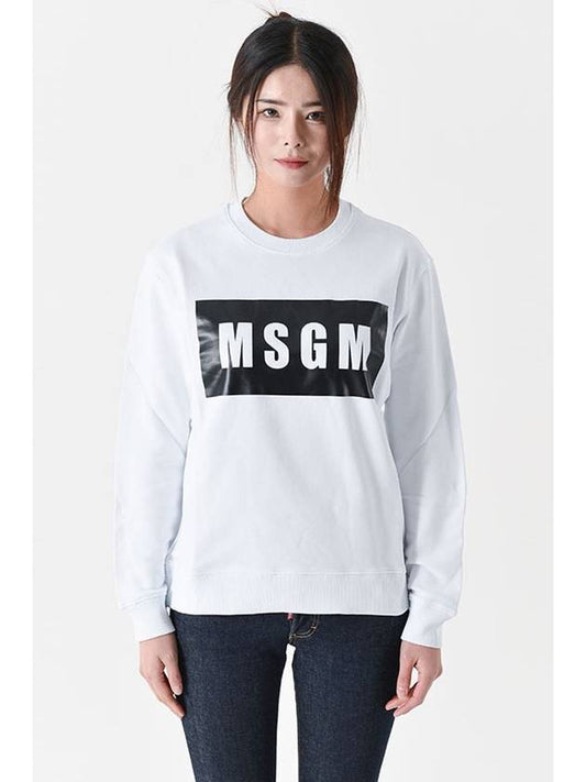 Box Logo Crew Neck Cotton Sweatshirt White - MSGM - BALAAN 2