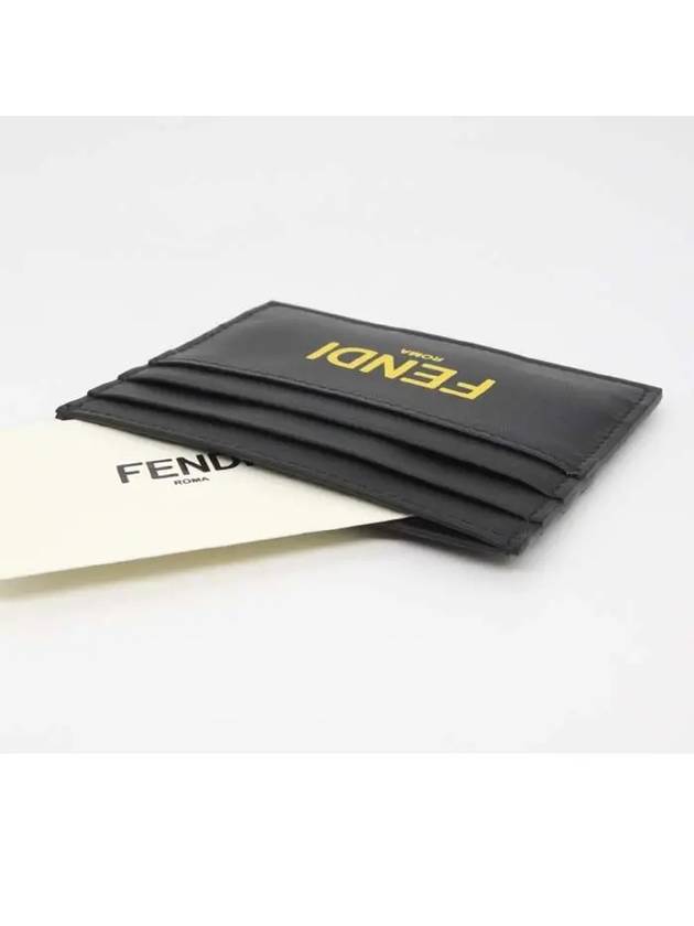 Logo Leather Card Wallet Black Yellow - FENDI - BALAAN 5