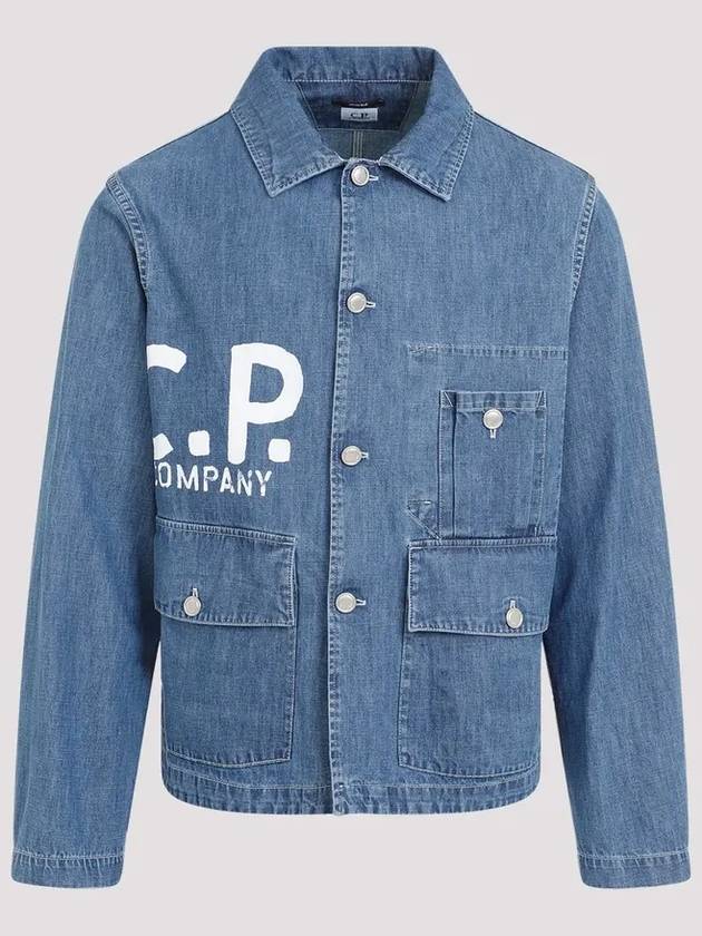 Logo Print Denim Jacket Blue - CP COMPANY - BALAAN 2