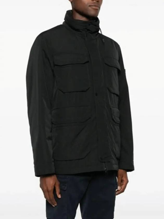 Polyester Micro Twill Zip Up Jacket Black - STONE ISLAND - BALAAN 3