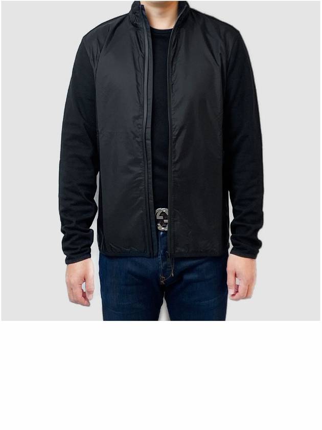 Logo Patch Cotton Zip-up Jacket Black - PRADA - BALAAN 4