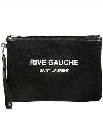 Rive Gauche Logo Print Canvas Clutch Bag Black - SAINT LAURENT - BALAAN 1