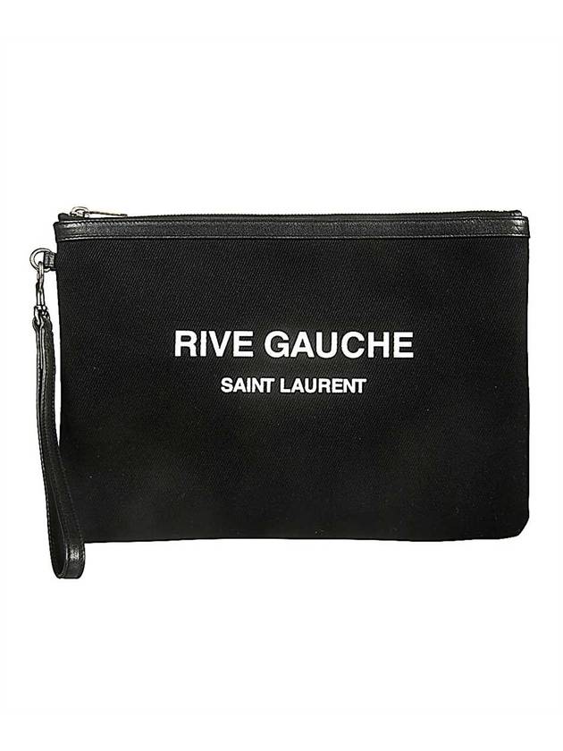 Rive Gauche Logo Print Canvas Clutch Bag Black - SAINT LAURENT - BALAAN 1