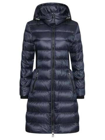 Women's Detachable Hooded Long Padding Midnight Blue - BURBERRY - BALAAN 1