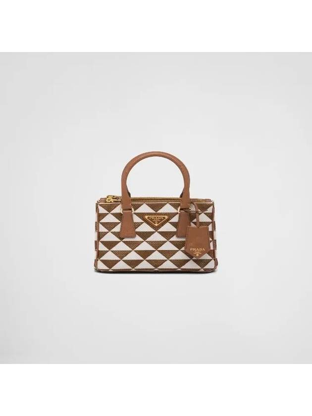 Symbole Embroidery Fabric Mini Bag Tobacco - PRADA - BALAAN 1