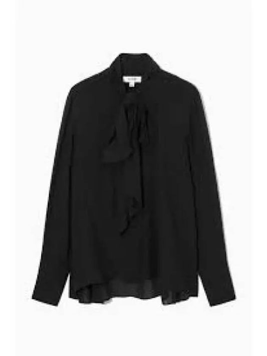 Scarf Neck Long Sleeve Silk Blouse Black - VALENTINO - BALAAN 2