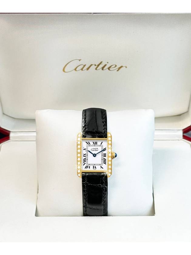 Must Tank Quartz White Roman Dial Diamond Crocodile Unisex Leather Watch - CARTIER - BALAAN 4