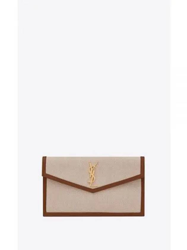 Gold Uptown Canvas Pouch Bag Natural Beige - SAINT LAURENT - BALAAN.