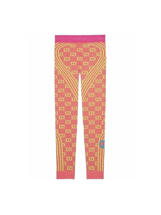 GG Pattern Nylon Stretch LeGGings Pink - GUCCI - BALAAN 1