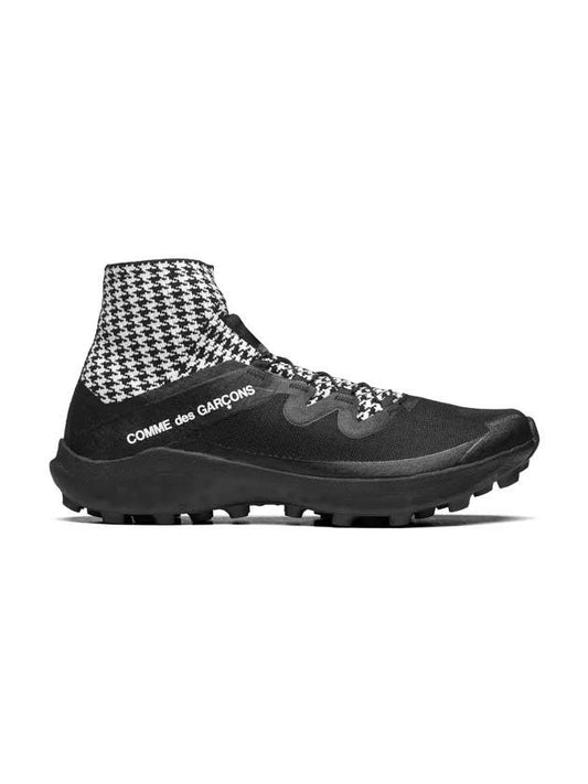 Salomon Cross Houndstooth High Top Sneakers Black - COMME DES GARCONS - BALAAN 1