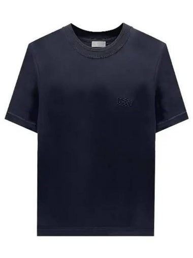 Icon Logo Patch Round Short Sleeve T Shirt Navy Blue Men s 270084 - DIOR - BALAAN 1