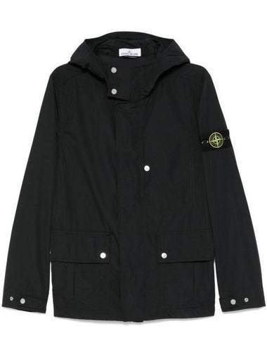 Wappen Patch Micro Twill Hooded Jacket Black - STONE ISLAND - BALAAN 1