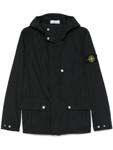 Wappen Patch Micro Twill Hooded Jacket Black - STONE ISLAND - BALAAN 1