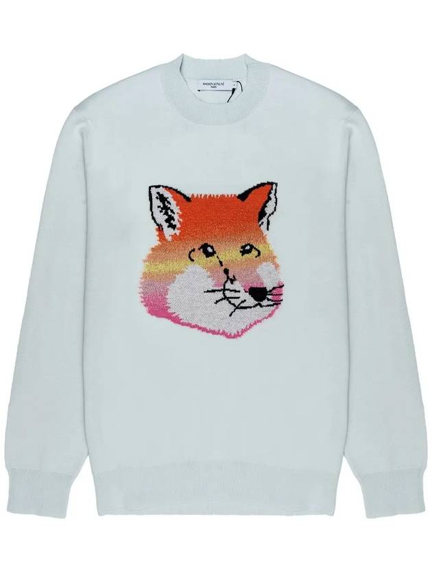 Vibrant Fox Head Intarsia Comfort Knit Top Blue Haze - MAISON KITSUNE - BALAAN 2