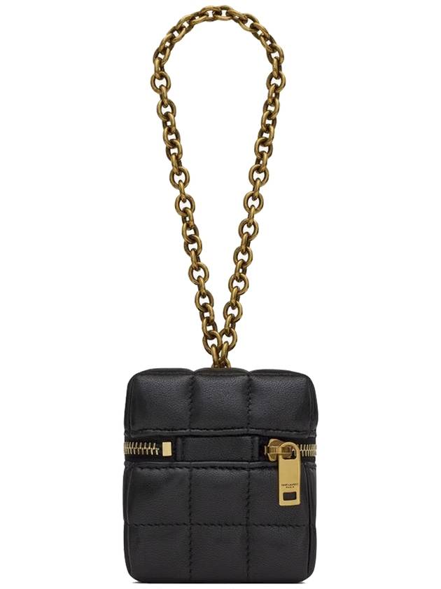 Cassandra Matelasse Carré Mini Cube Chain Leather Mini Bag Black - SAINT LAURENT - BALAAN 3