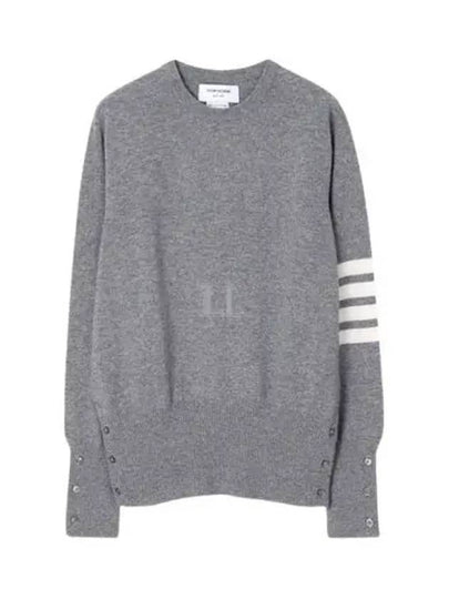 Diagonal Classic Cashmere Knit Top Light Grey - THOM BROWNE - BALAAN 2