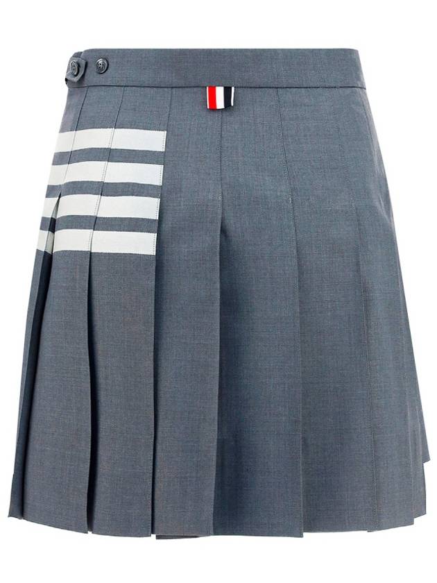 4 Bar Plain Weave Mini Pleated Skirt Grey - THOM BROWNE - BALAAN 3