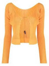 La Maille Pralu Longue Micro Charm Logo Cardigan Light Orange - JACQUEMUS - BALAAN 2