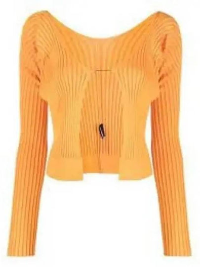 La Maille Pralu Longue Micro Charm Logo Cardigan Light Orange - JACQUEMUS - BALAAN 2